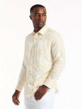 Robert Graham Shirt Limited Edition Champagne Dream Beaded Mens XL Long Sleeve